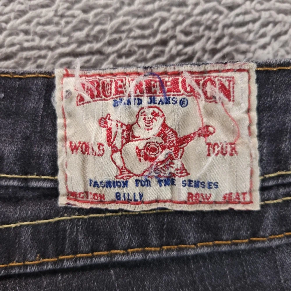True Religion Jeans Mens 30 Black Billy Bootcut Stretch Flap Pockets Made in USA